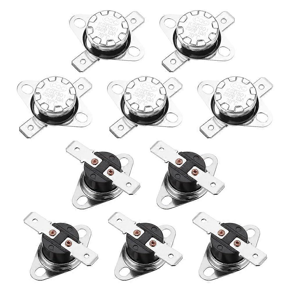 Normally Closed KSD301 70°C Snap Disc Thermostat Switch 10A, 10pcs for Microwave and Oven