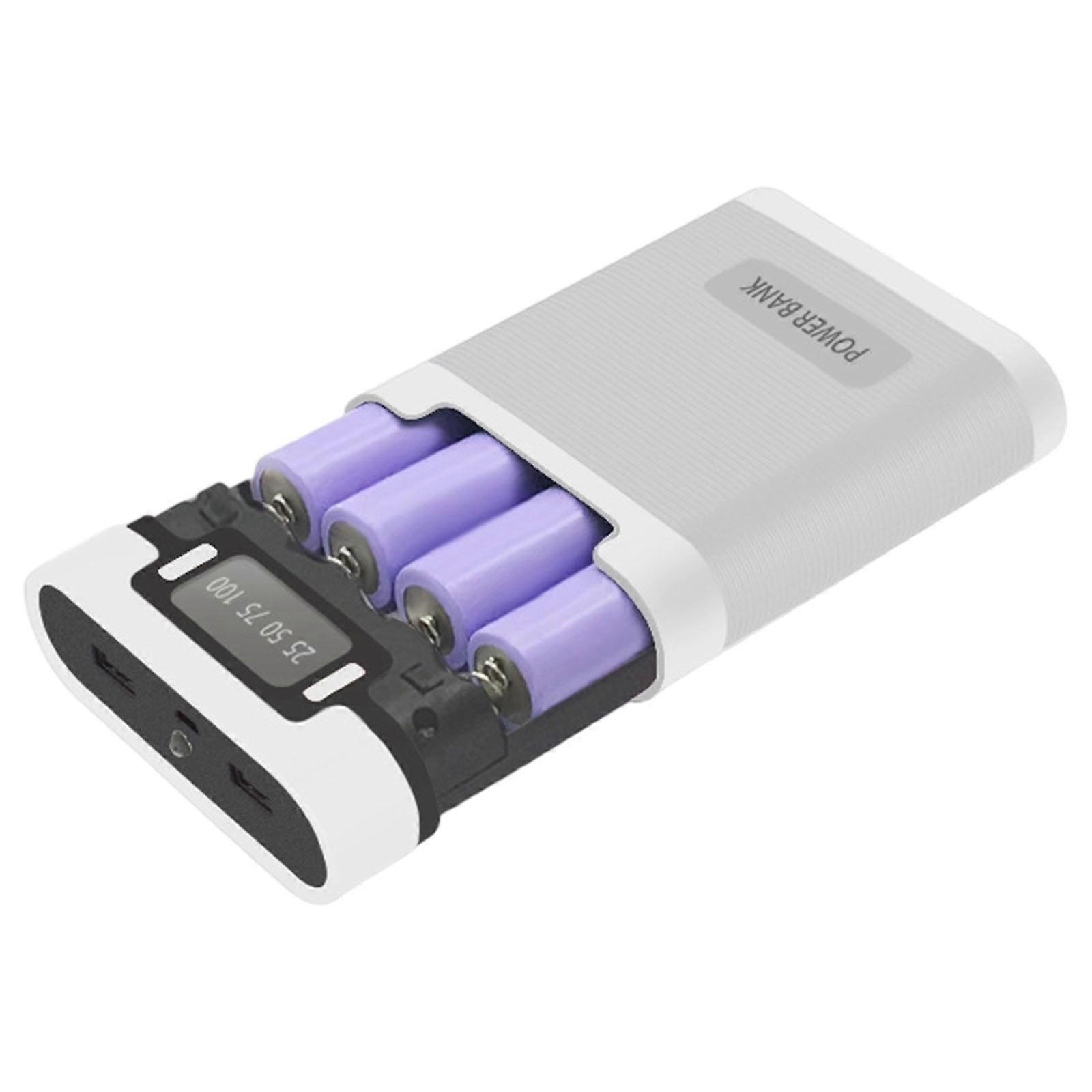 18650 Rechargeable Battery Bank Modular Build Set Fast Charging Double Ports LED Status Monitor ABS Texture for Battery  White