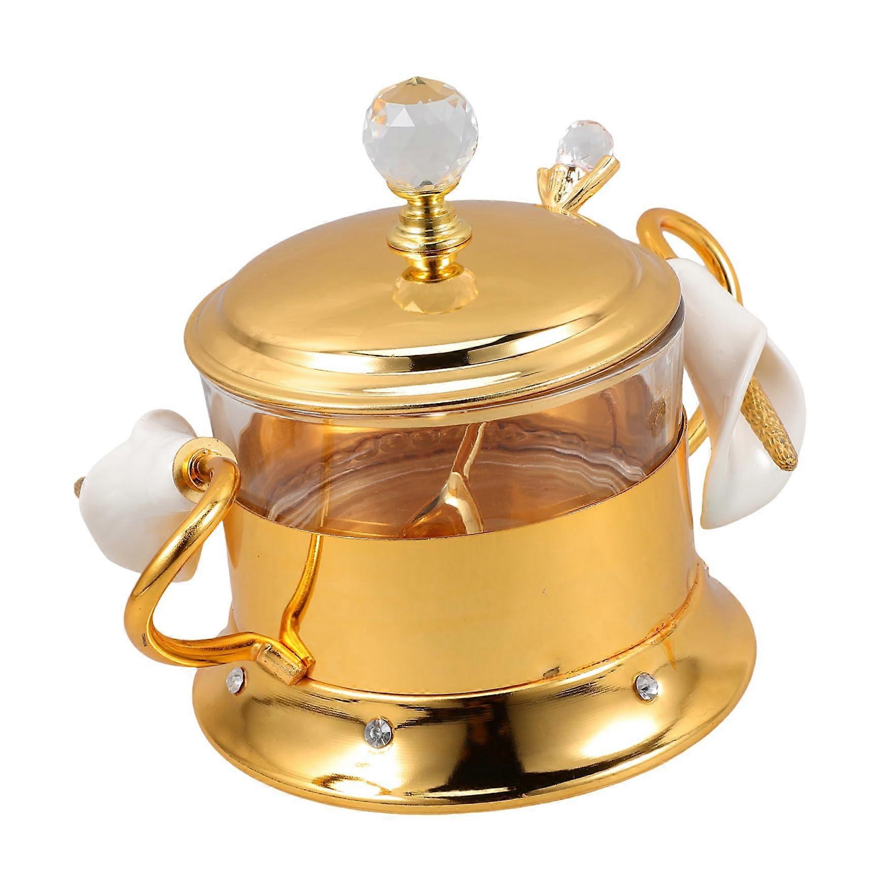 Glass Candy Jar With Spoon,  Temperature Resistant Storage For Sugar, Salt And Seasonings, Compact Size