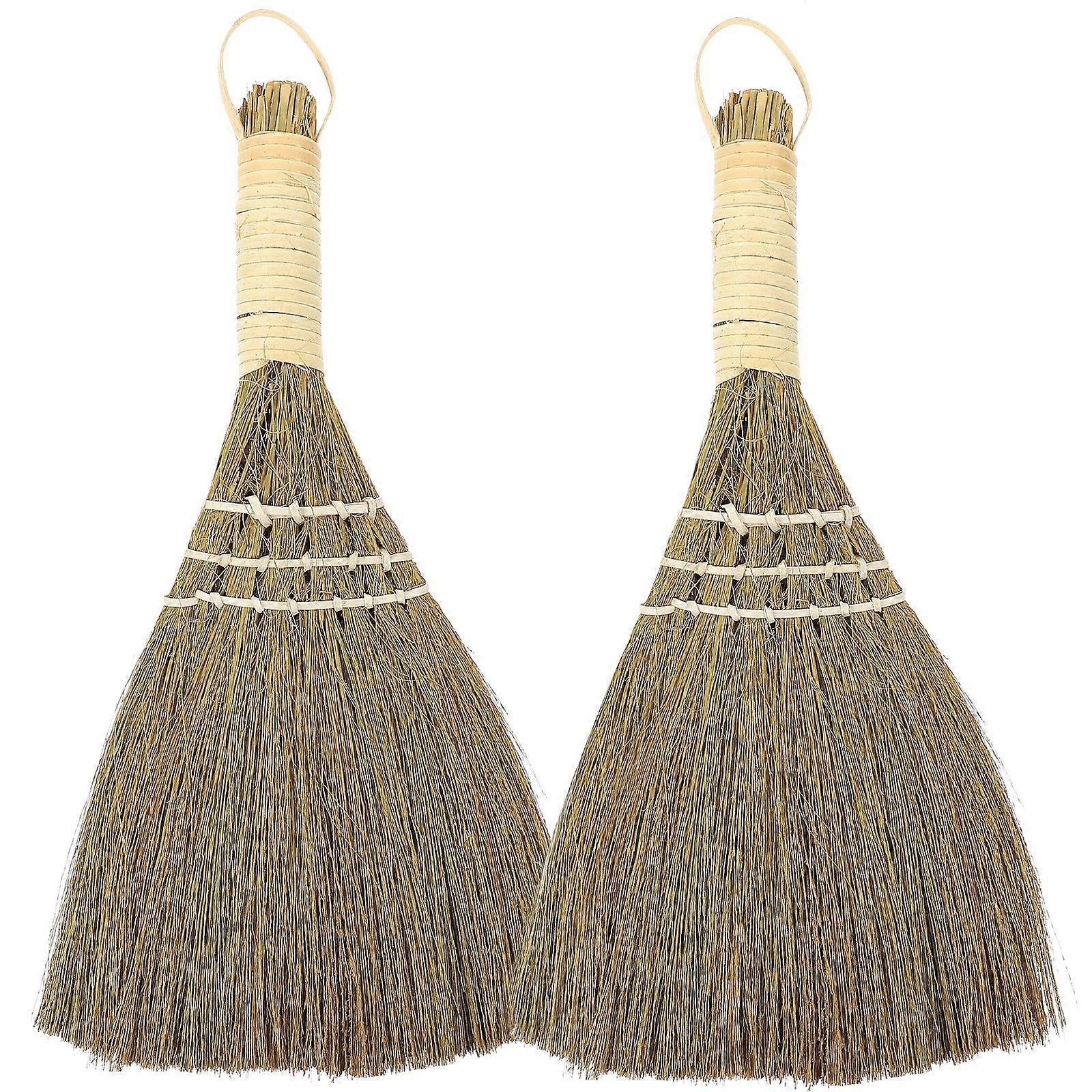 2Pcs Desktop Broom Small Broom Short Handle Dust Brush Desktop Dust Duster for Home