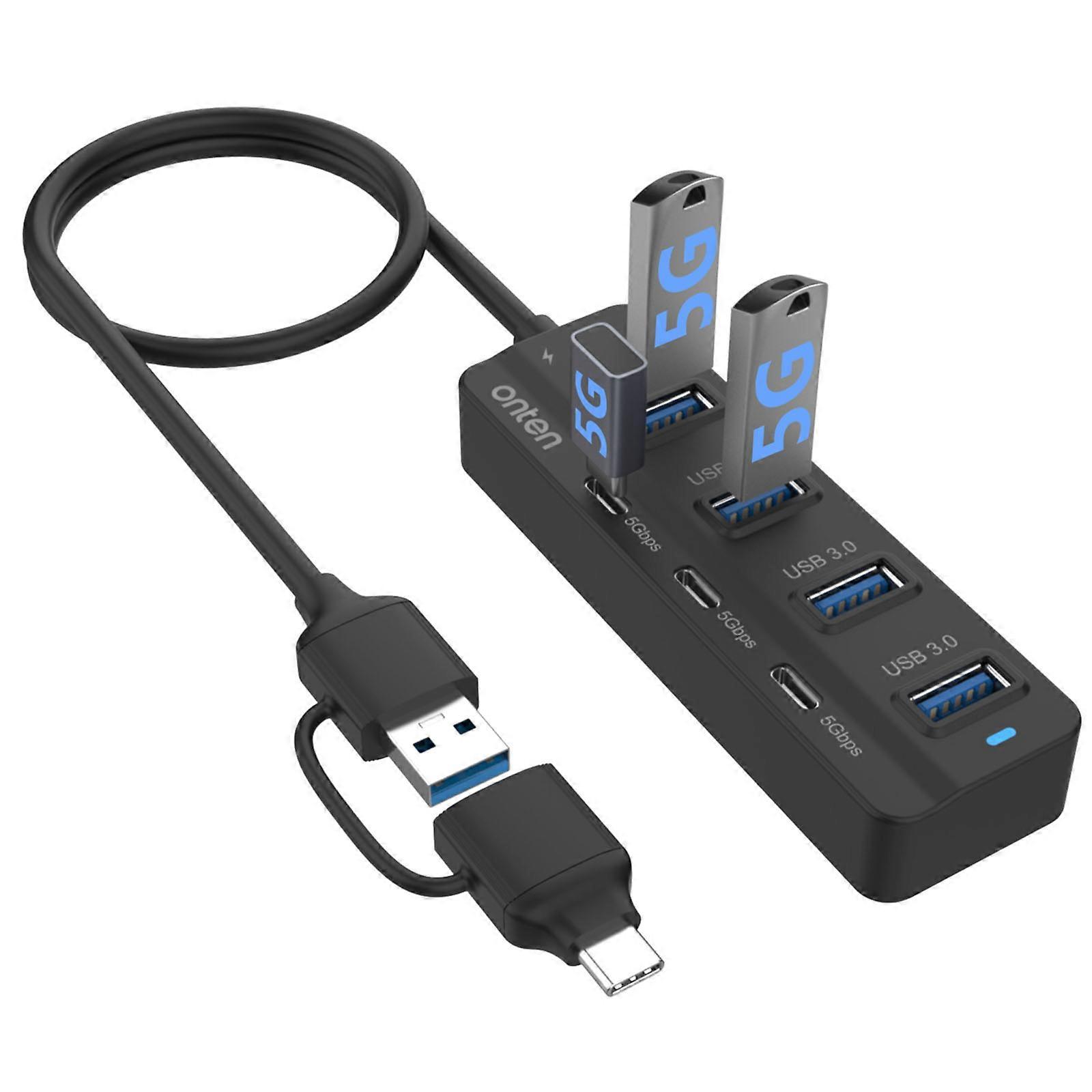 USB Hub 7-Port USB 3.0/USB C Hub with 5Gbps 4x USB3.0 Ports 3x USB C Ports Adapter USB Port Expander for Laptop/PC Multicolor