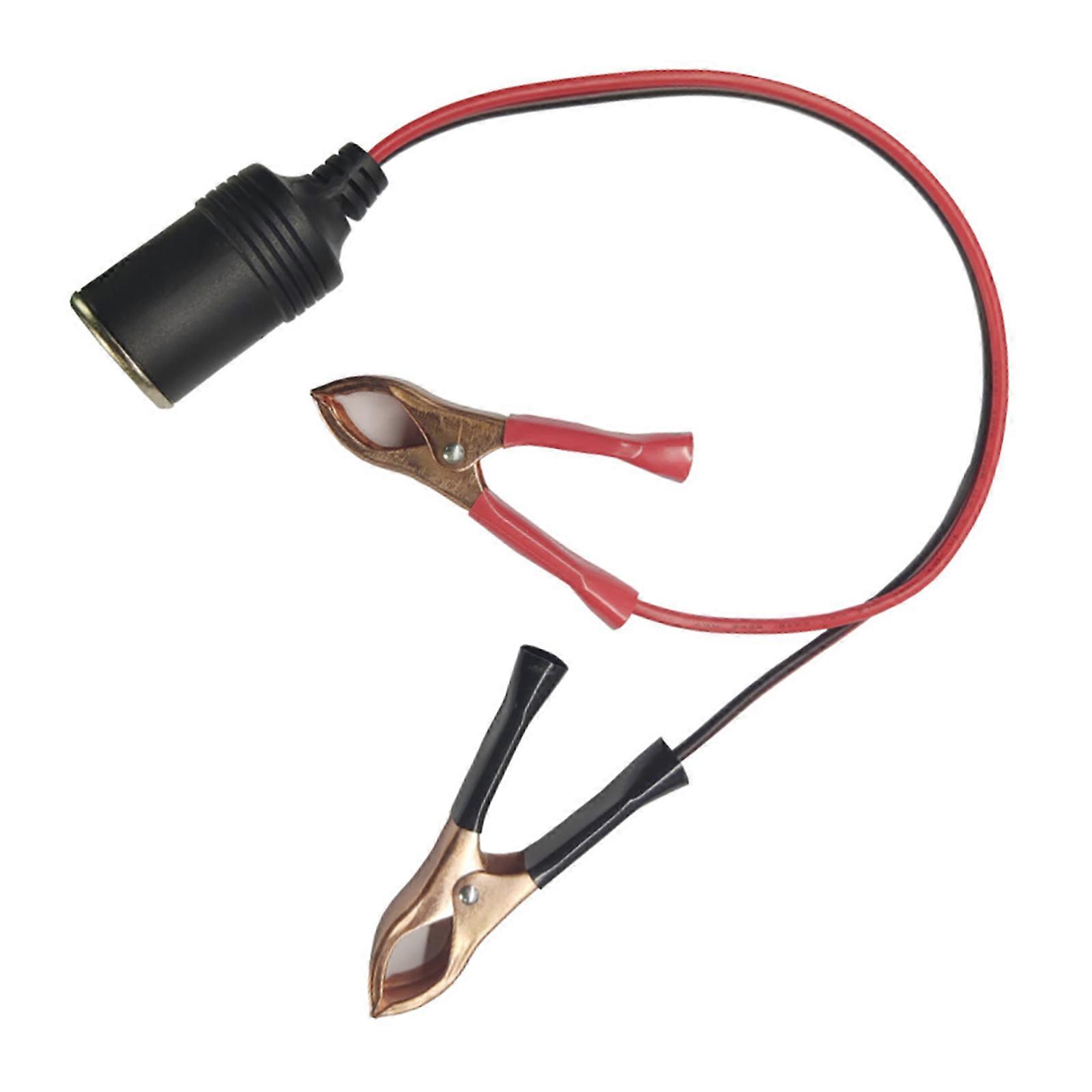 12V 10A Fixed Thread Cigarette Lighter Socket Extension Cable with Battery Crocodiles Clip, Car Cigarette Lighter Adapter Multicolor