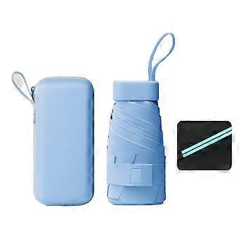 Mini Guarda-chuva Feminino Anti-UV Guarda-sol Guarda-chuva 12-Costelas Azul