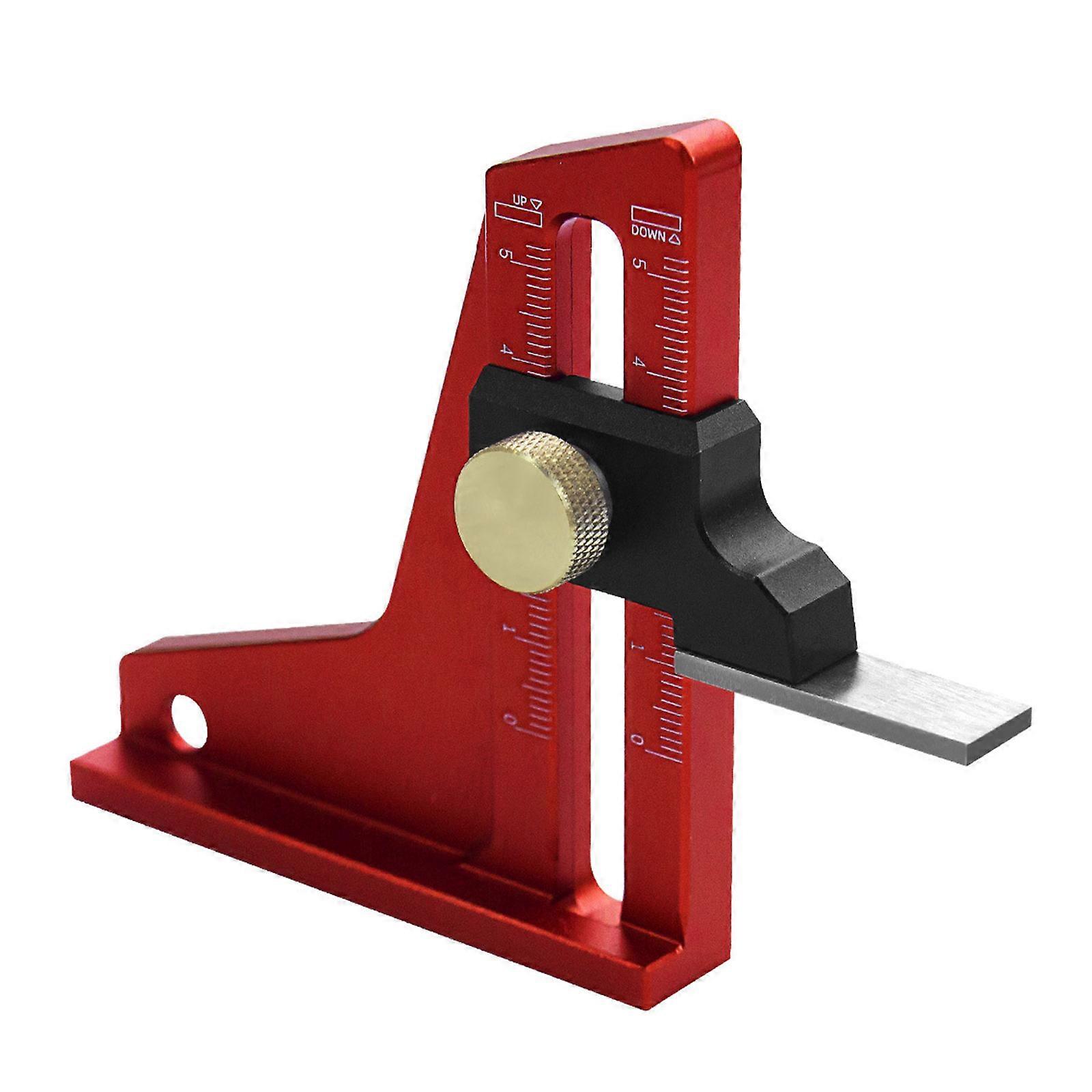 Accurate Depth Measuring Tool Aluminum Height Meter Hand Aluminum Depth Meter Double Scale Rule for Woodworking Project Multicolor
