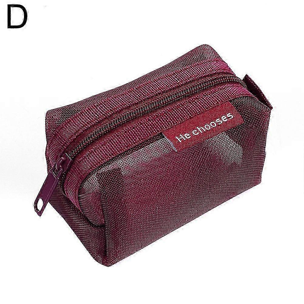 mini square - cinnabar red (D) $ retro color three-dimensional color square mesh cosmetic bag storage bag lipstick coin storage bag