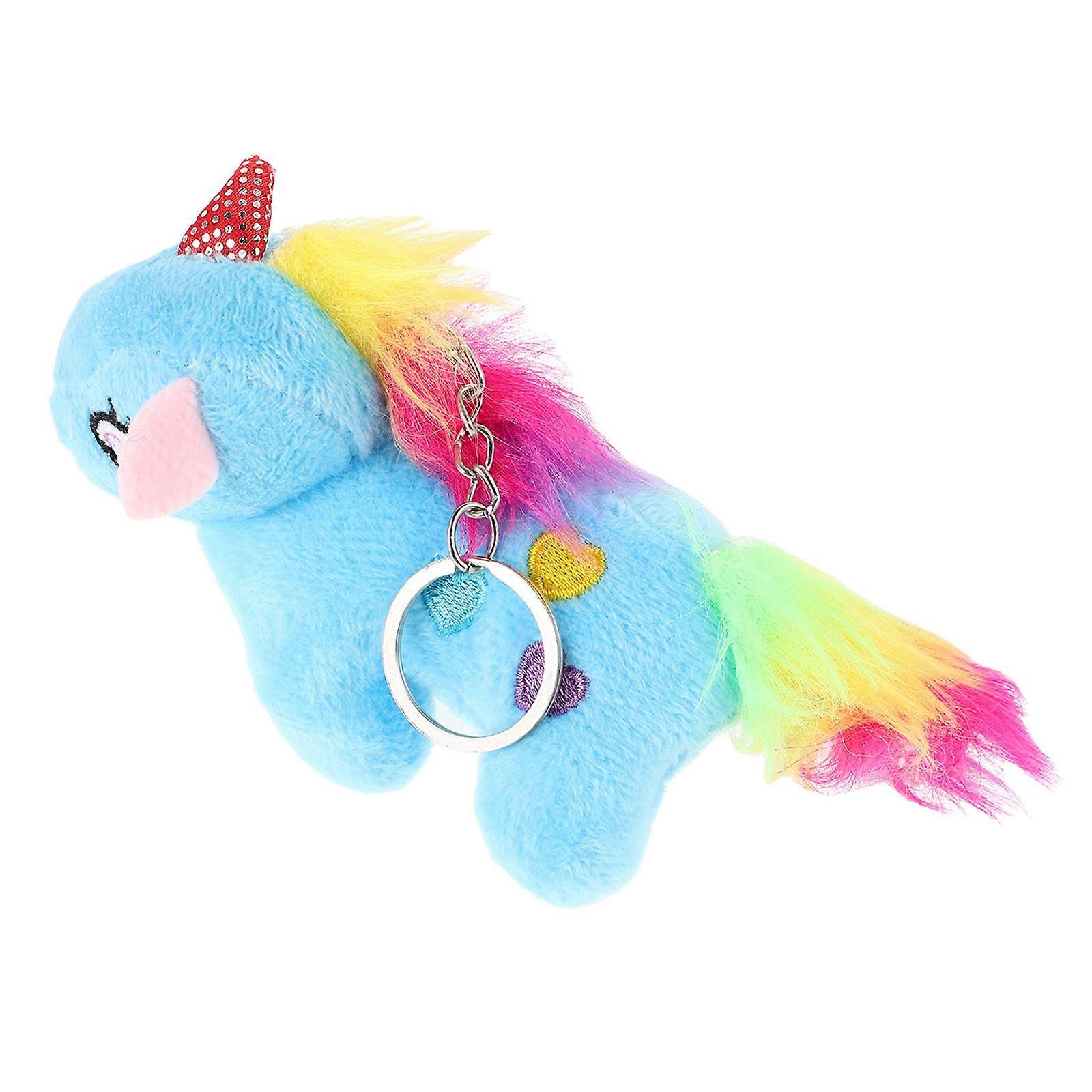 Adorable Unicorn Plush Keychain for Decoration Bag Charm Blue