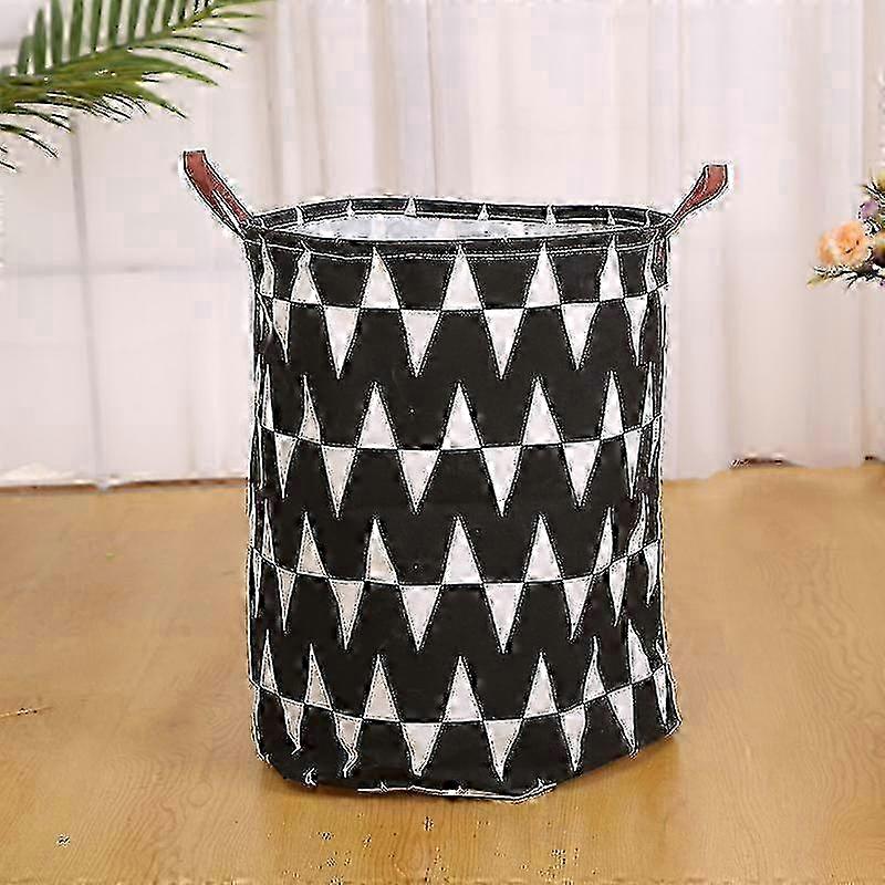Freestanding Laundry Basket Collapsible Large Drawstring Clothes Hamper Storage With Leather Handle