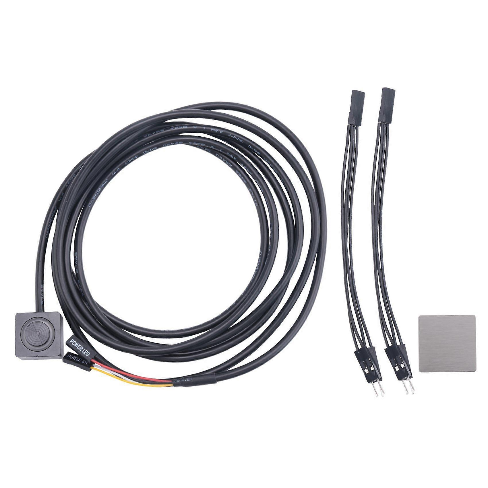 Computer Desktop Switch PC Motherboard External Start Power On/Off Button Extension Cable for DIY Button Black
