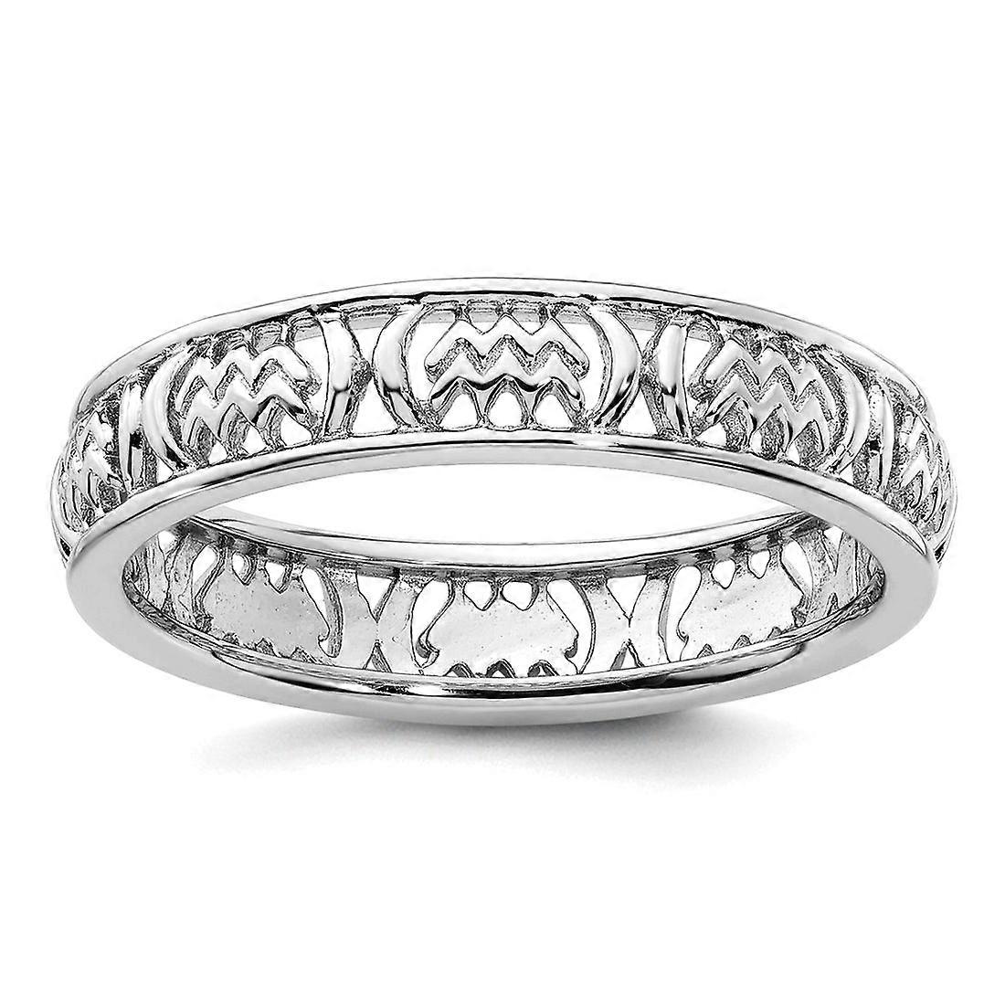 925 Sterling Silver Stackable Aquarius Zodiac Ring Stackable Ring for Women - Ring Size: 5 to 10