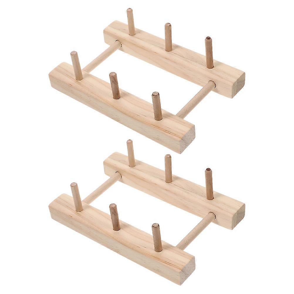 Sewing Thread Spool Storage Racks 2Pcs Craft Projects Organizer Khaki Color Simple Design