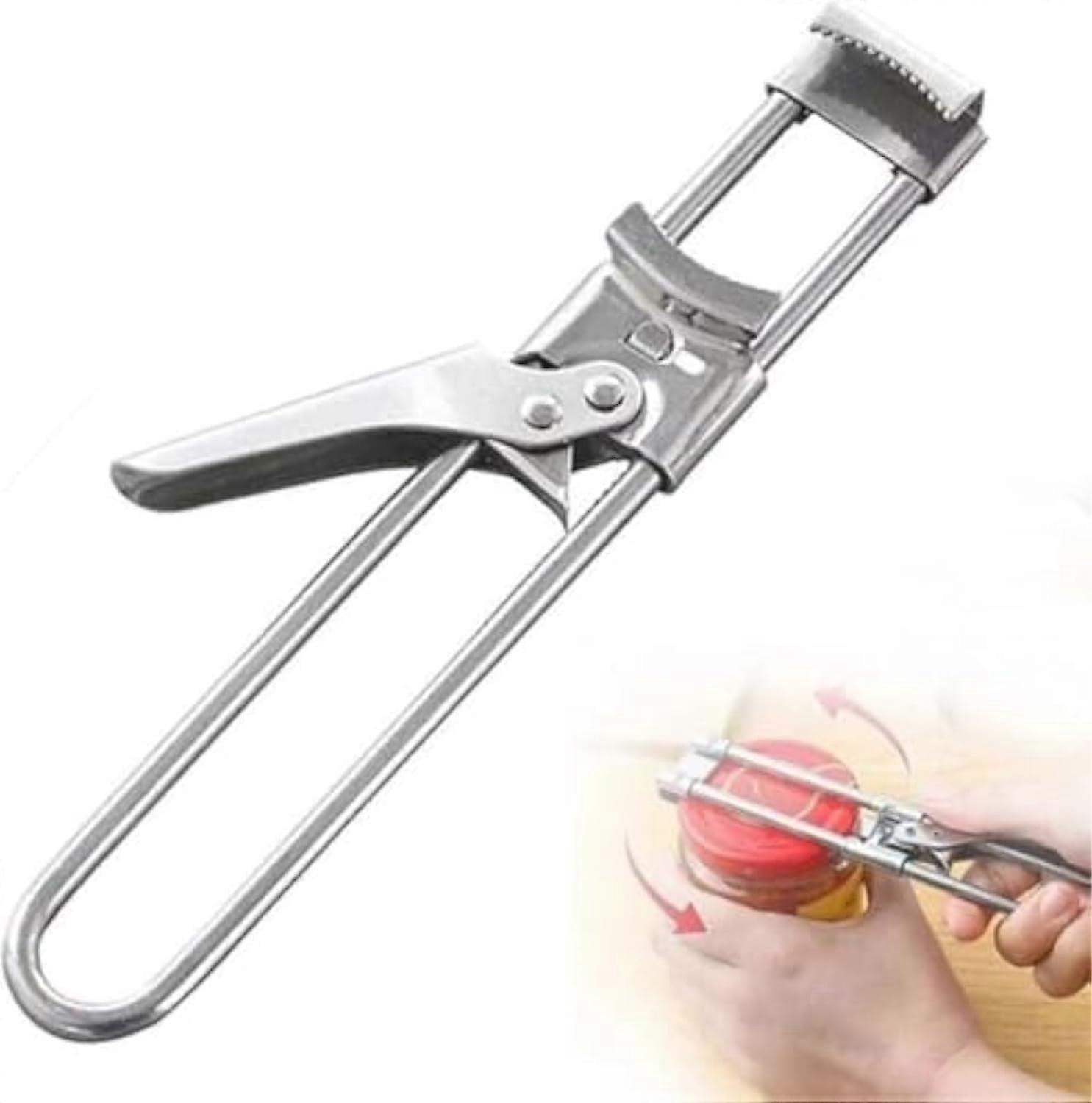 Adjustable Stainless Steel Jar and Bottle Opener for Arthritis with Secure Grip and Easy Twist