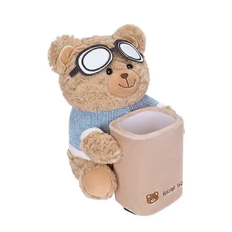 2 in 1 Plush Car Tissue Holder and Trash Can with Cute Bear Design for Armrest Storage