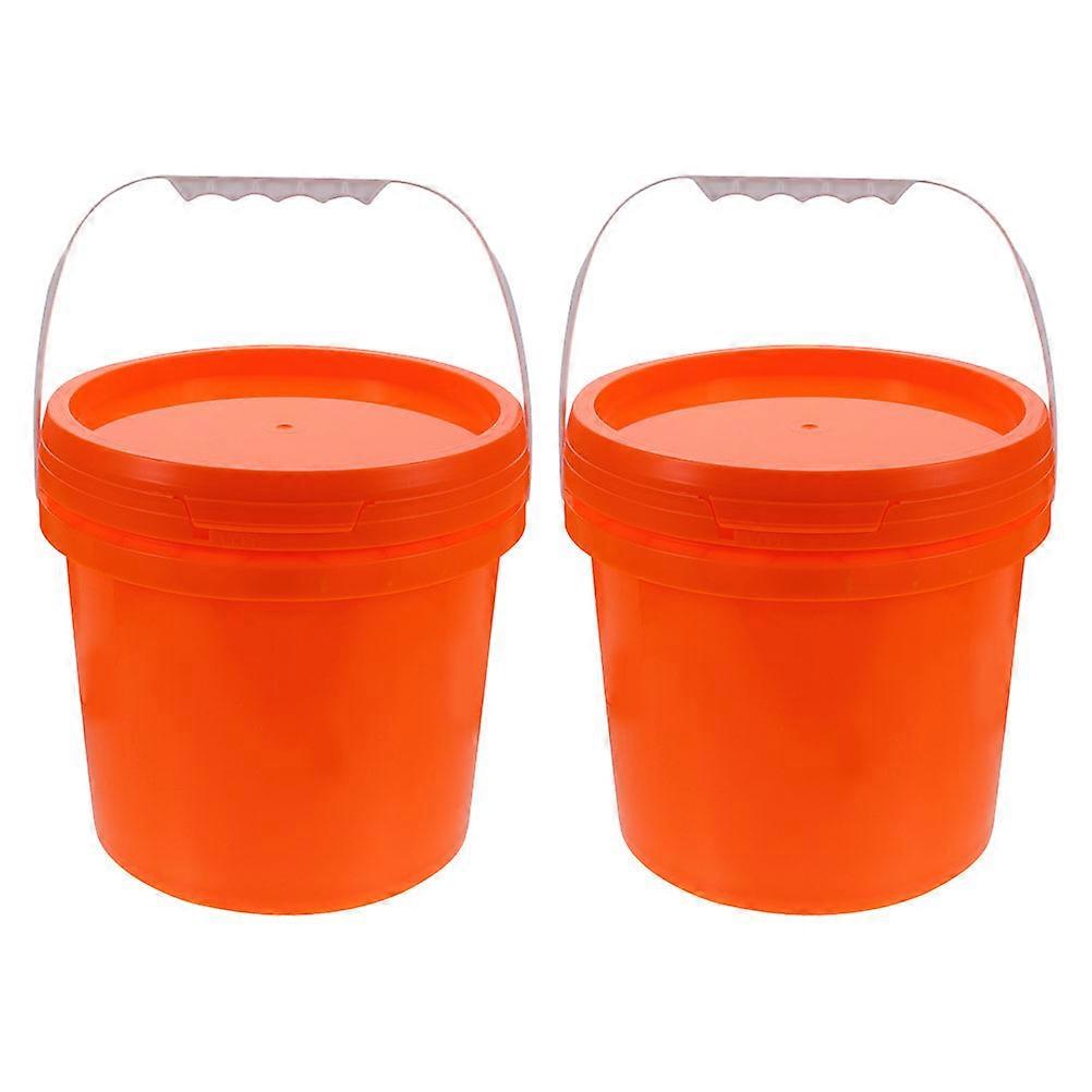 2Pcs Plastic Paint Pail for Storage Use Durable Orange Paint Bucket