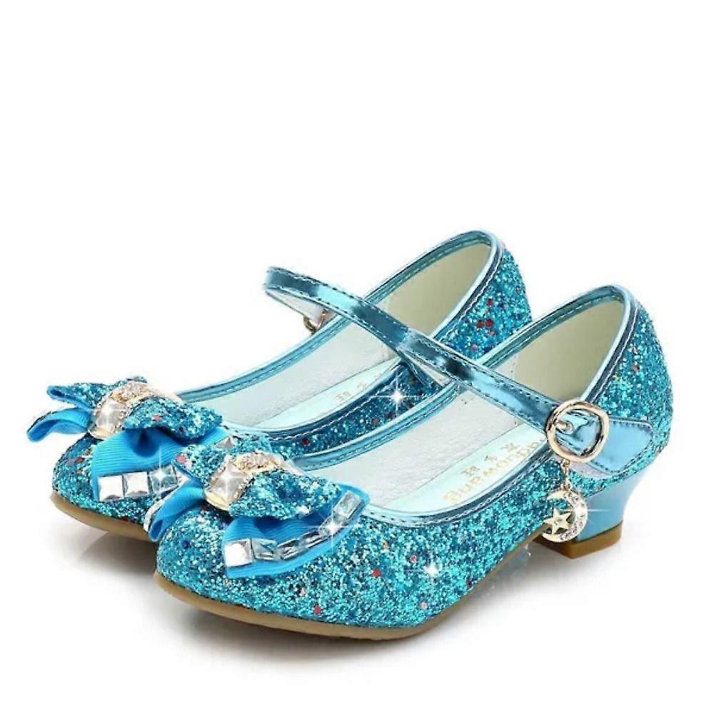 Girls Sequined Dance Shoes With Bow And Strap