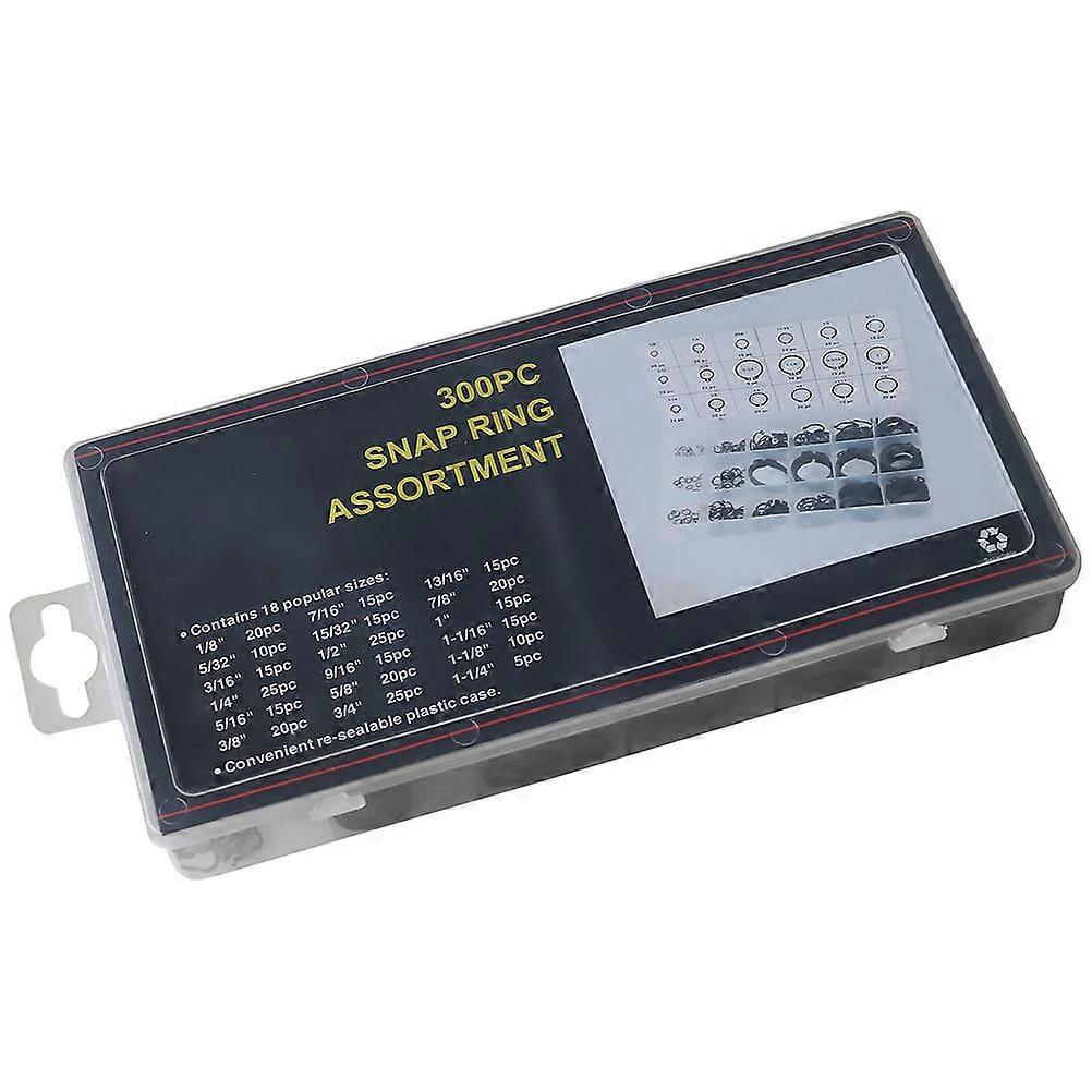 300 Pcs External Snap Ring Assortment Kit Set Circlip 18 Sizes Retaining Ring (Black)