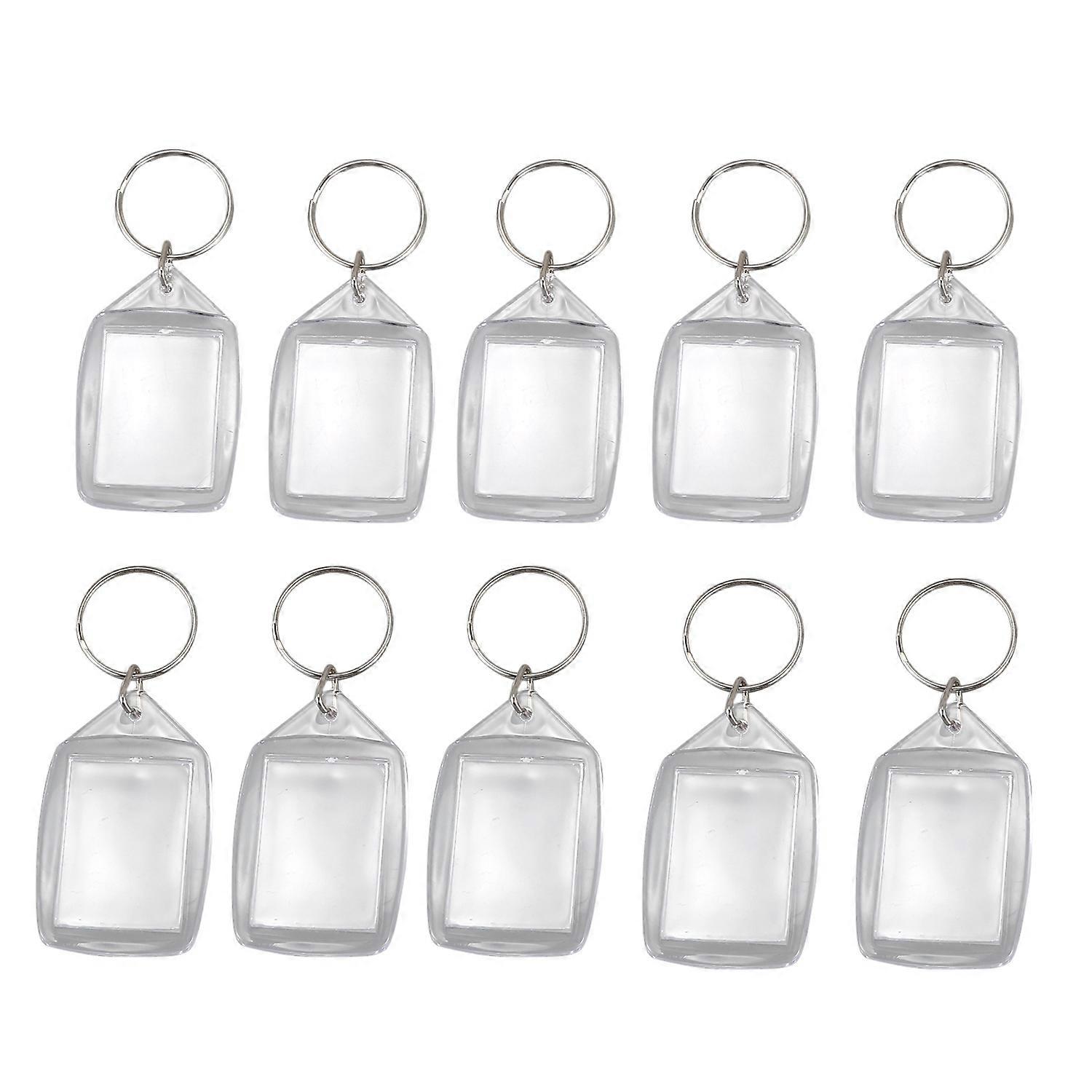 10x Clear Acrylic Plastic Blank Keyrings Insert Passport Photo Keychain Keyfob