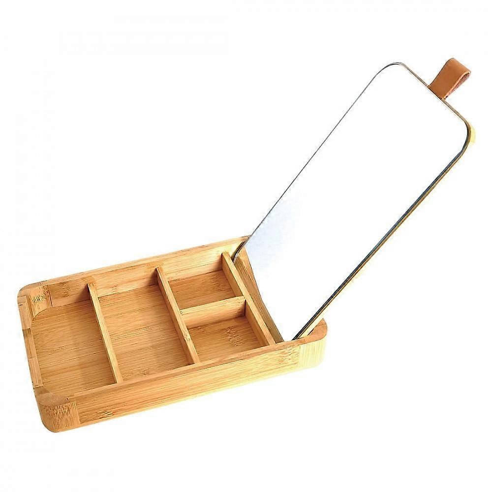 Kinghoff bamboo organizer for small items with a mirror KH1695