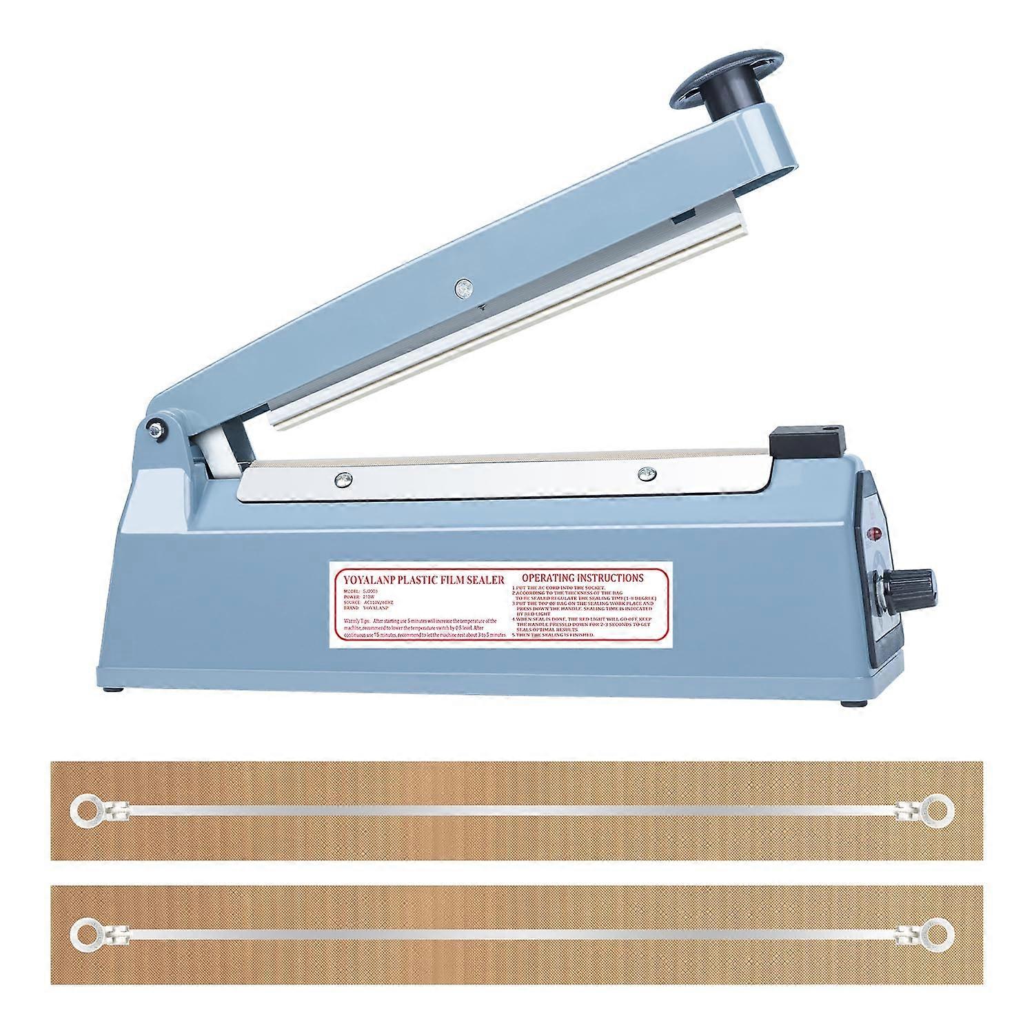 8 Inch Impulse Heat Sealer for Plastic Bags PE PP with Adjustable Heat Control and Extra Element