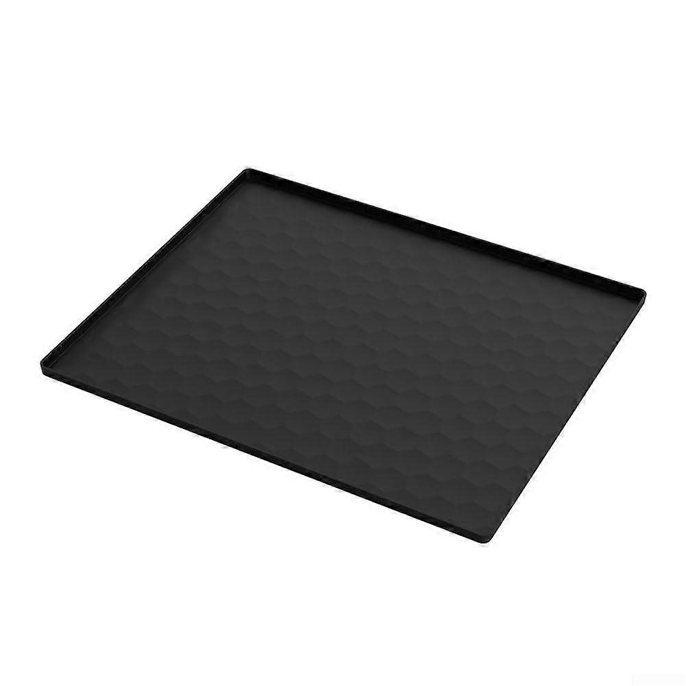 Bedside Commode Mat Waterproof Floor Protector with Raised Edge Non Slip 60x50cm Black