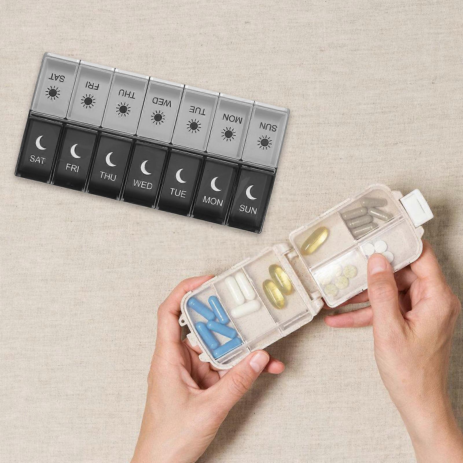 Assorted Color Weekly Pill Box for Storage Use Portable Compartments