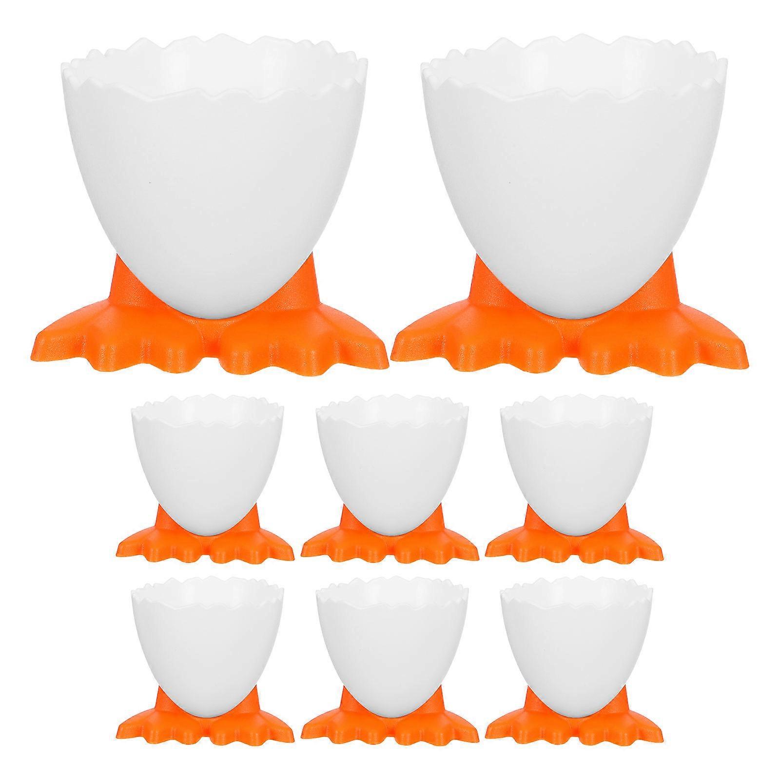 Easter Egg Cups Cartoon Egg Holders for Breakfast 8Pcs Orange Set