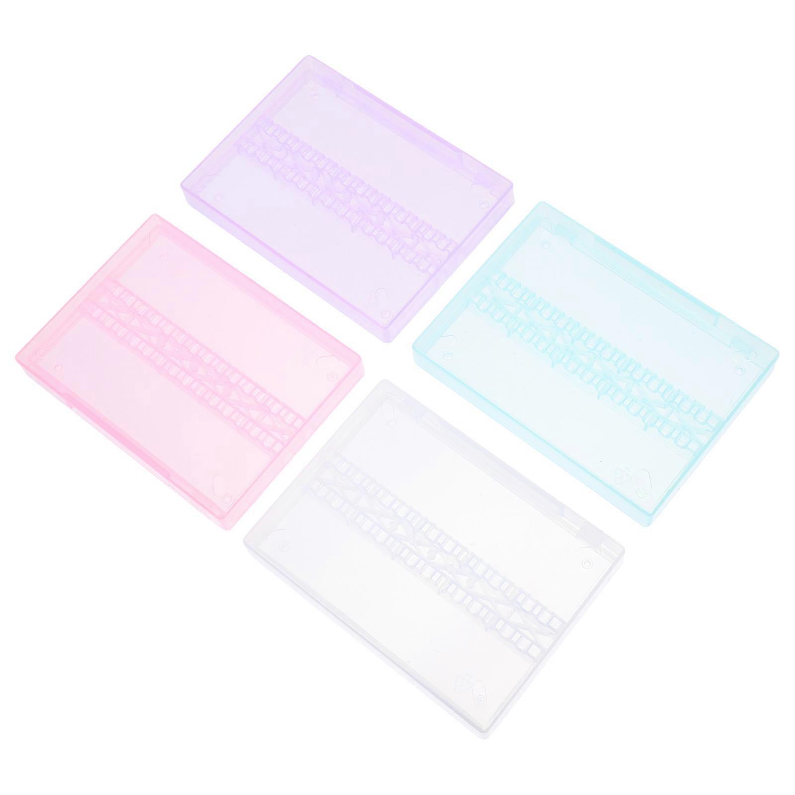 Nail Drill Bits Box Electric Grinding Head Mini Storage Boxes Manicurists Dust-Proof Rectangular 4Pack