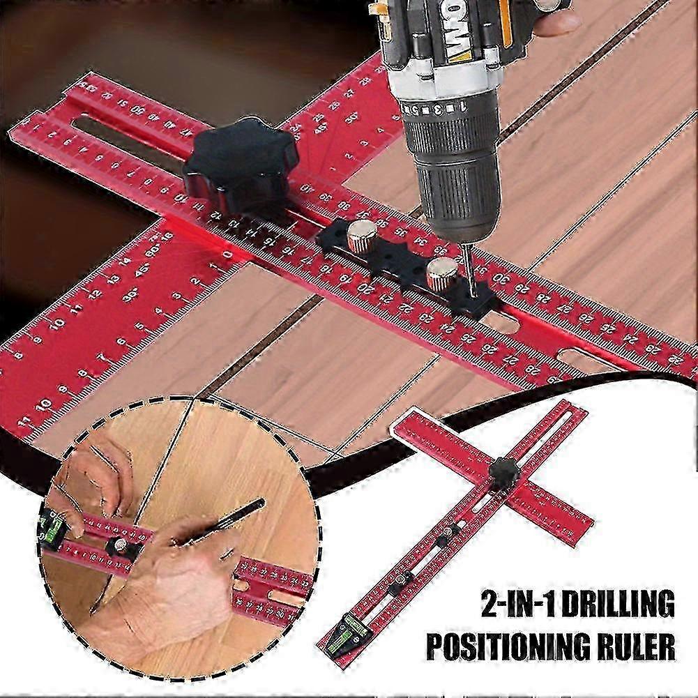 Dual-Function High-Accuracy Angle and Drilling Positioning Ruler for Woodworking 26-27s