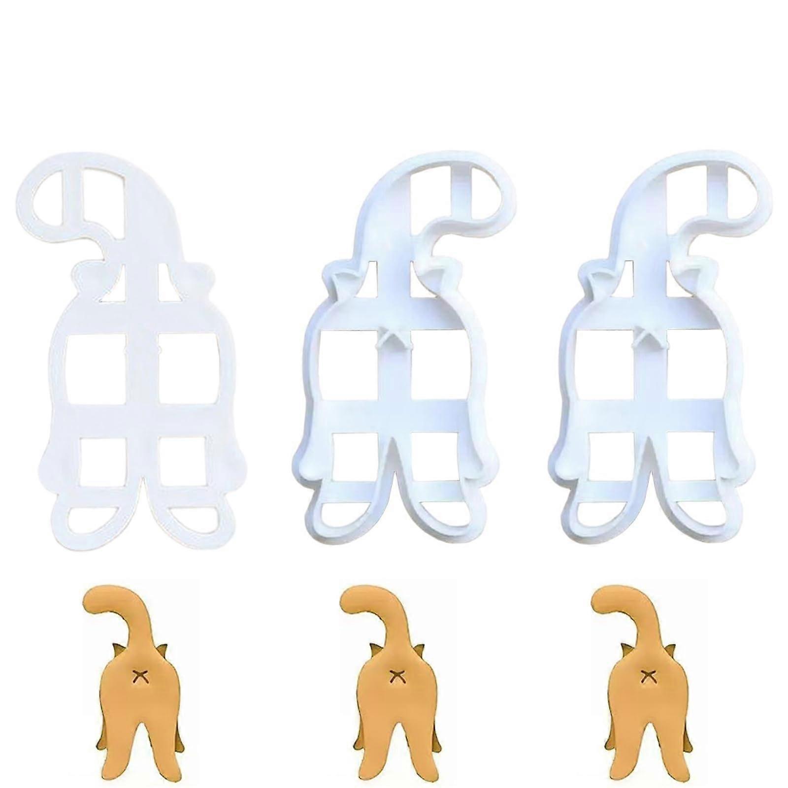 3PCS Funny Cat Butt Cookie Cutter Set 3D Printed for Baking and Cat Lovers Dishwasher Safe
