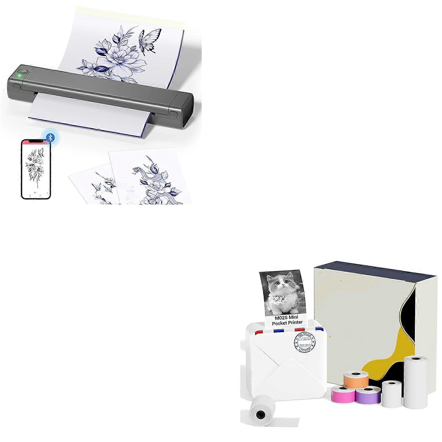 Tattoo Stencil Printer Wireless Bluetooth Inkless Thermal with 10 Transfer Papers for Beginners