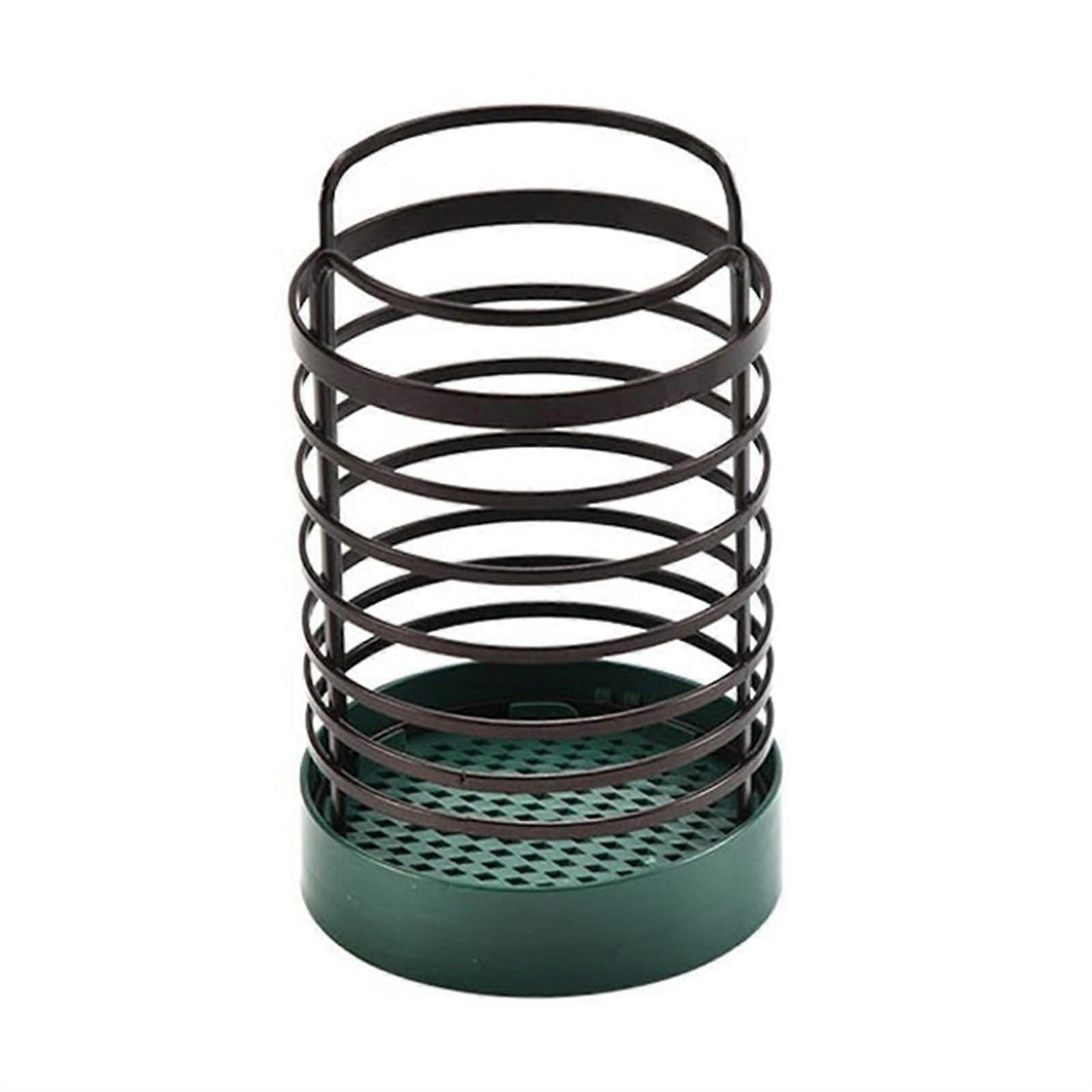 Kitchen Utensil Holder with Large Capacity, RustResistant Metal and Drainage Base, Green