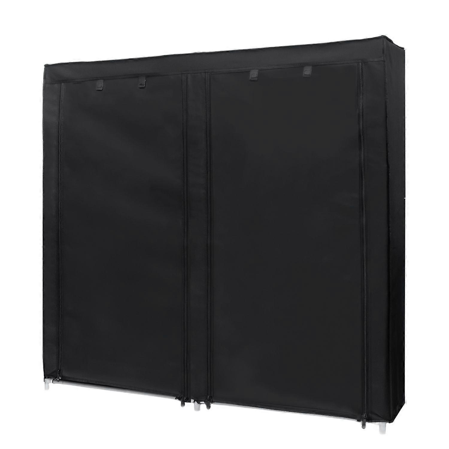 Fabric Cabinet 116.5x30x114cm with Zipper Folding Cabinet Wardrobe Shoe Rack Sideboard with 12 Storage Compartments Camping Locker Textile Wardrobe