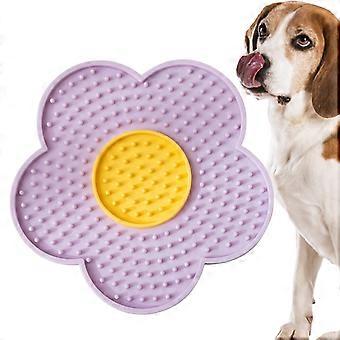 Leckmatte aus Silikon für Haustiere, sanfte Zungenpflege für Hunde und Katzen, leicht zu reinigen, Lila