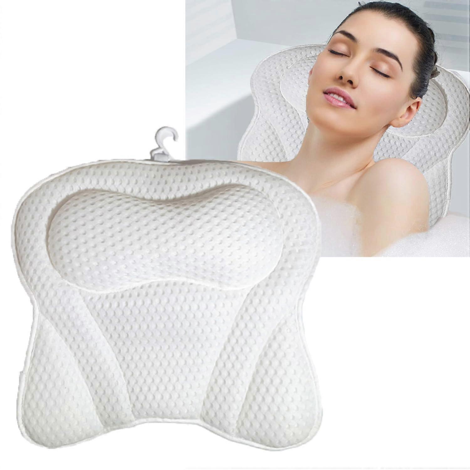 Bathtub Pillow with Ergonomic Neck Support, Waterproof Quick Dry, Powerful Suction Cups