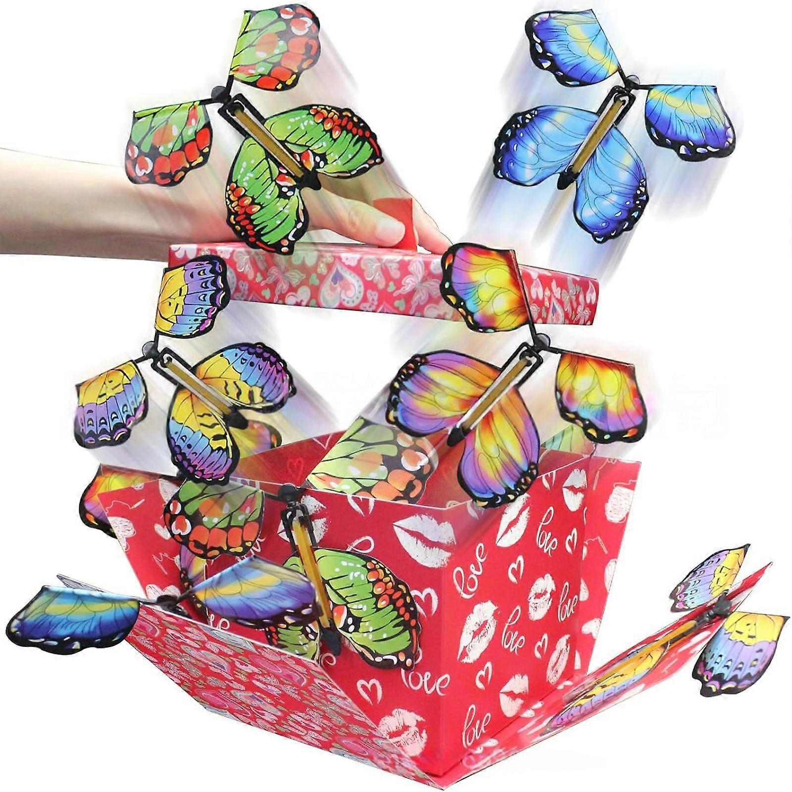 Exploding Butterfly Gift Box Thick Cardboard Gift Packaging Box for Couples Anniversary Valentine's Day Birthday Multicolor