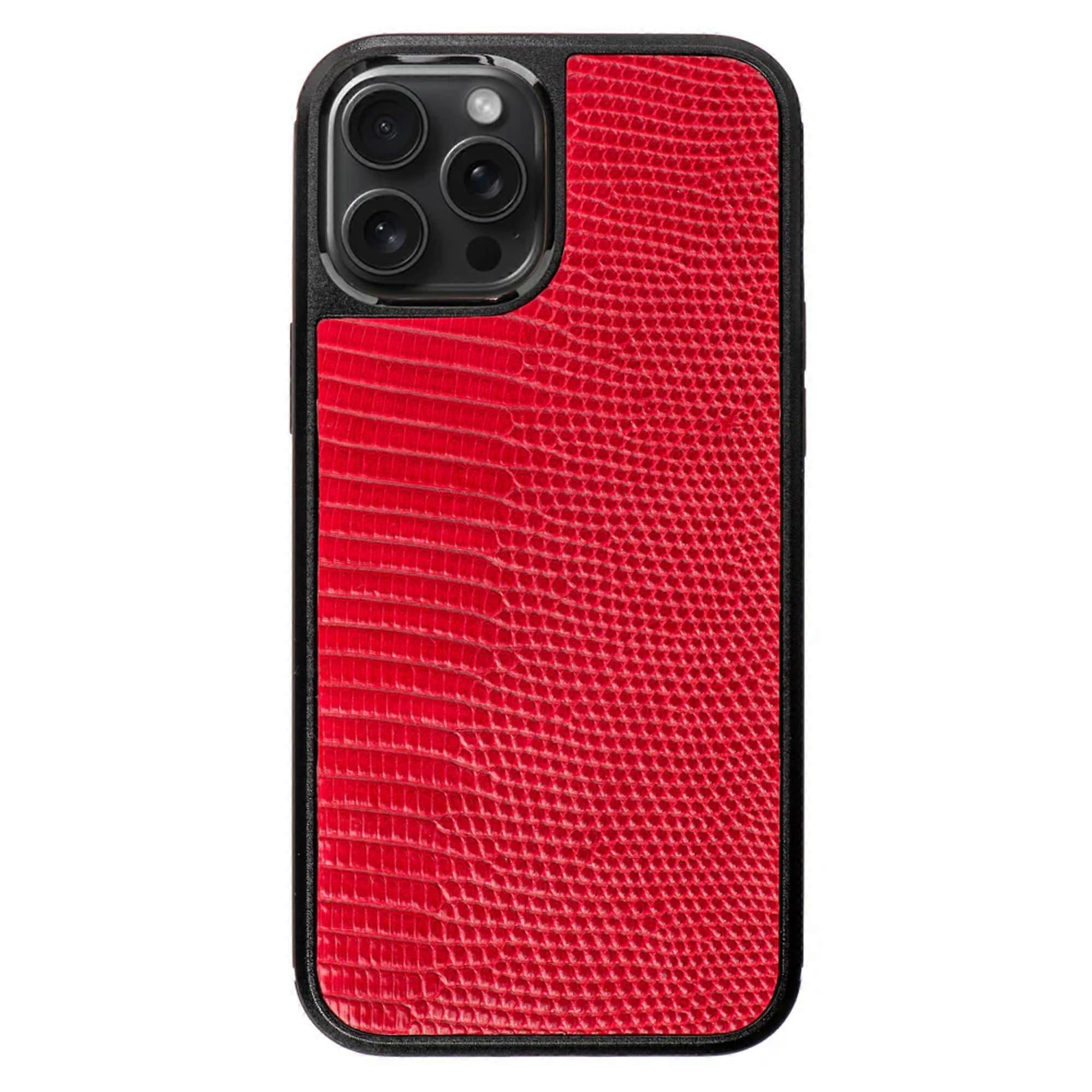 Lizard Leather Red Slim Wireless Charging Luxury Gift Box Case for iPhone 12 Pro Max