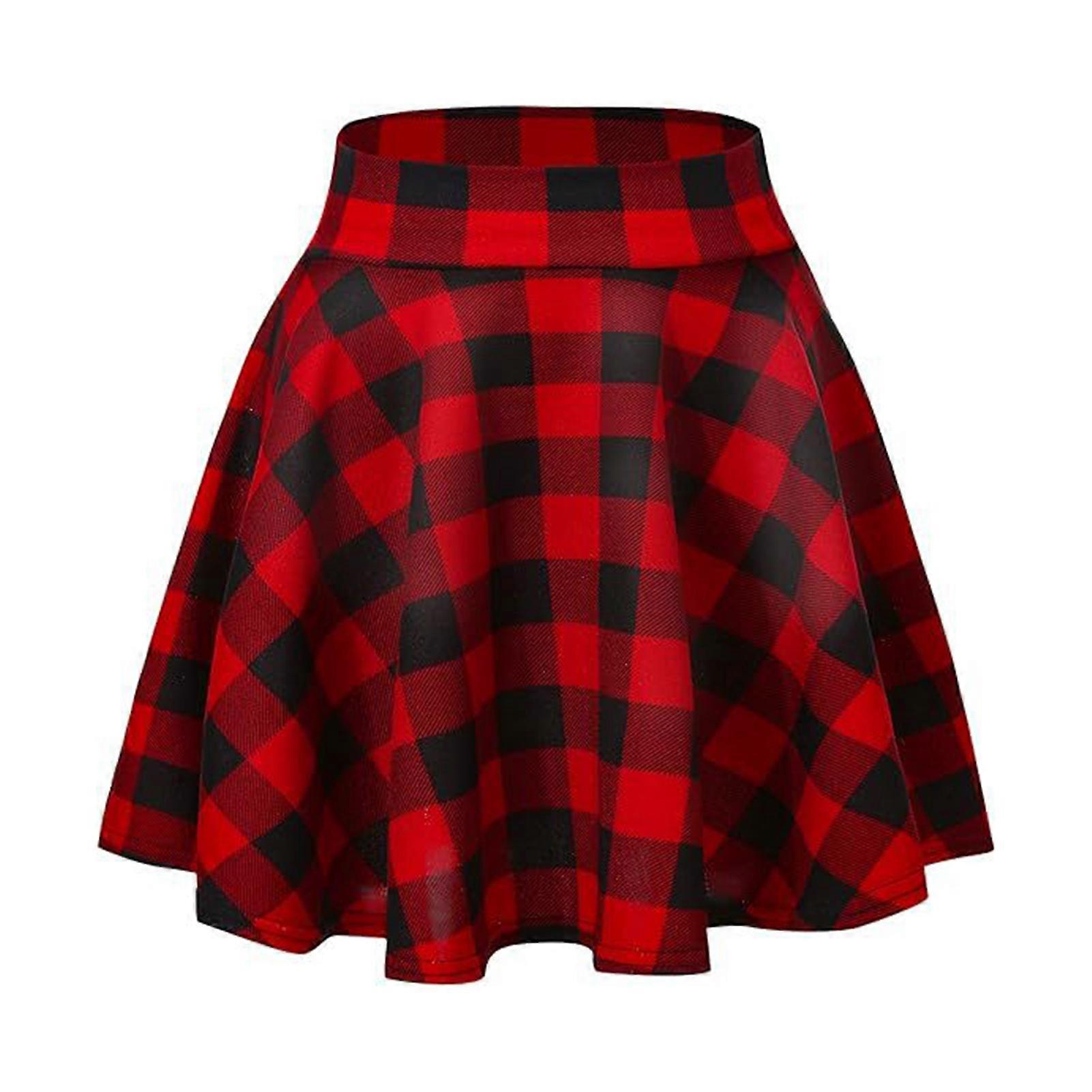 Plaid A-Line Mini Skirt - High Waist Basic Casual Skirt for Work