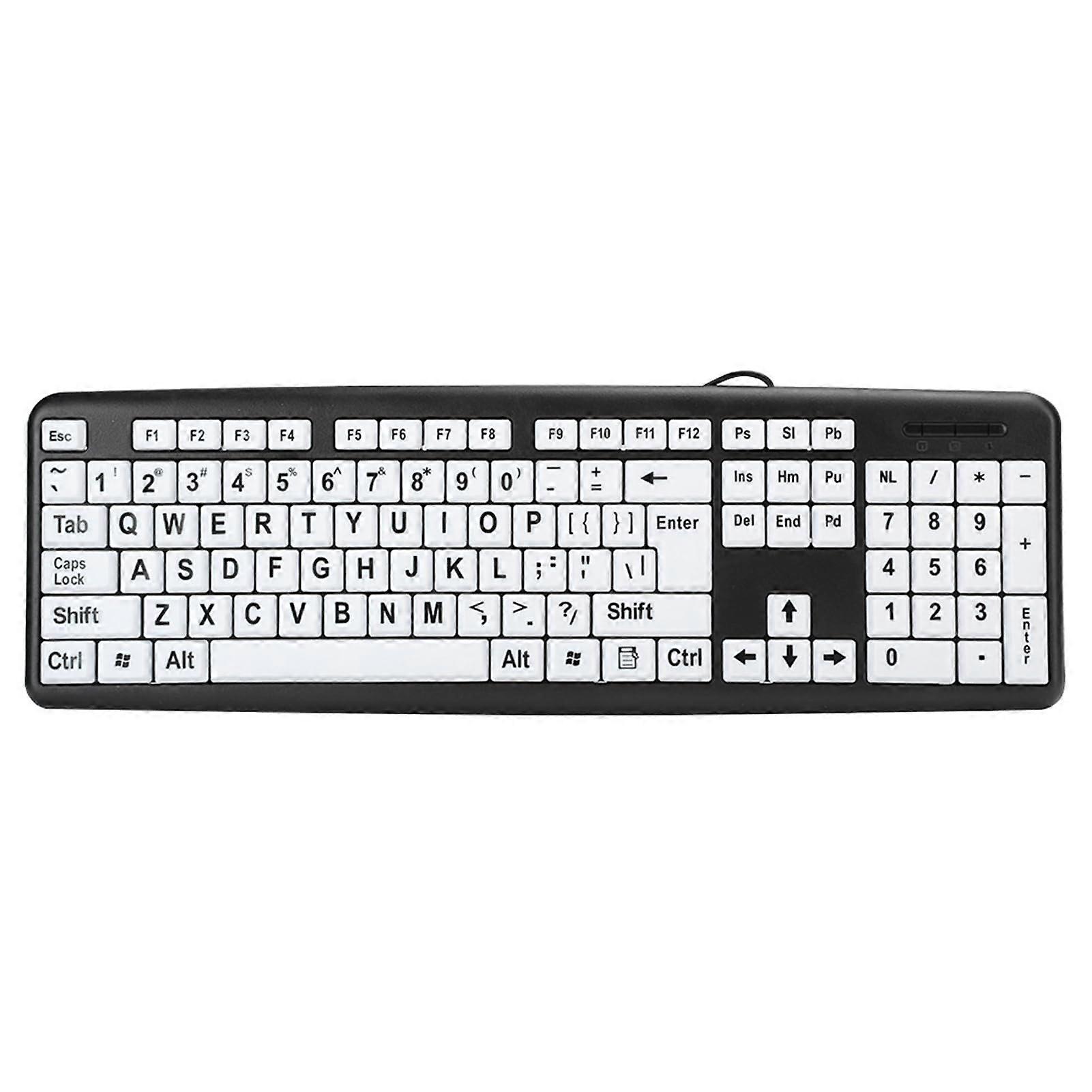 Large Print USB Wired Keyboard for Seniors, Full Size Layout, Comfortable Typing, Durable Black Design