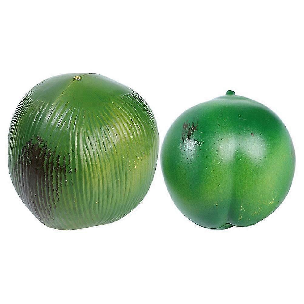 2pcs Simulated Coconuts Prop Fake Coconuts Model Plastic Tropical Fruit Model Photo Prop