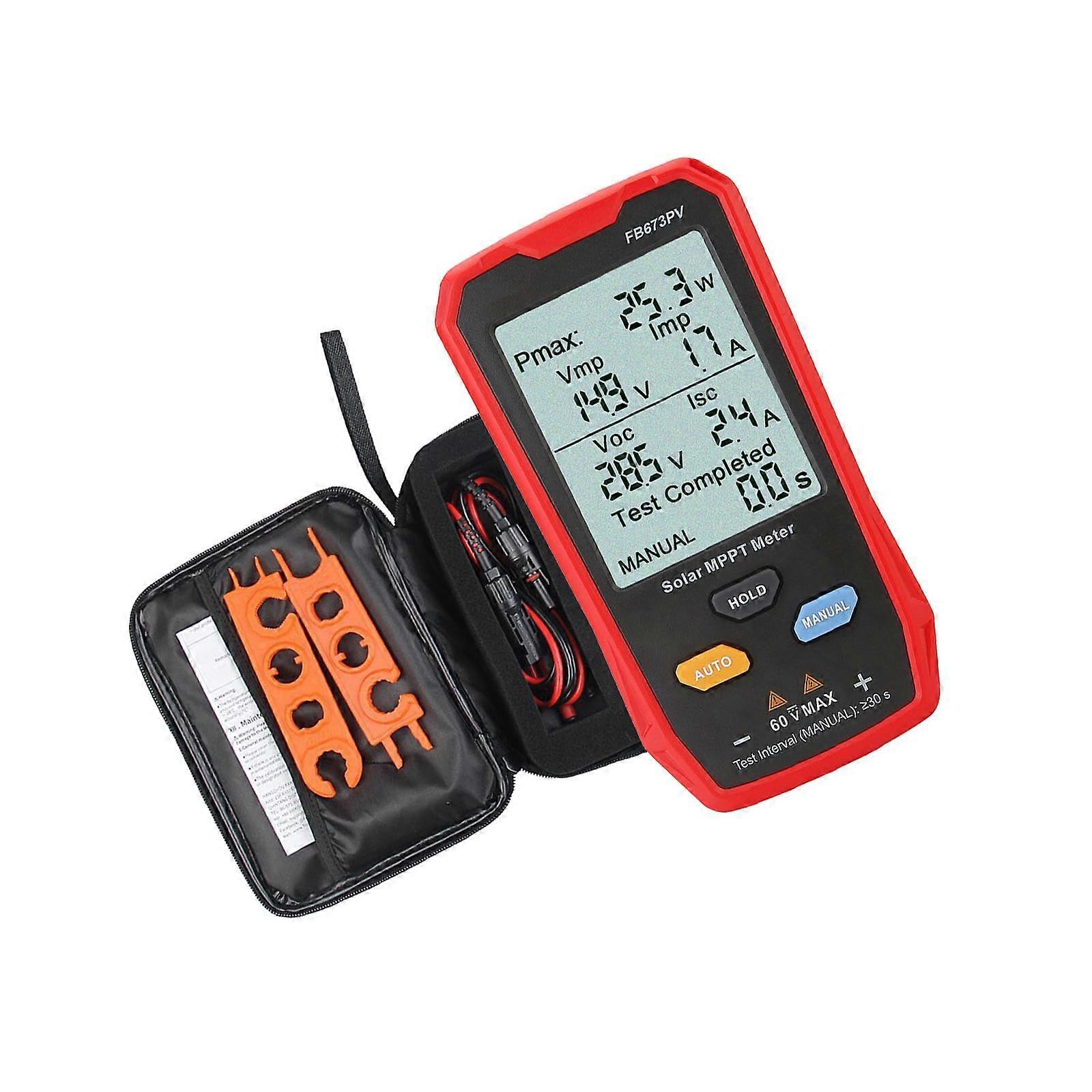 800W Solar Panel Tester with SunlightReadable LCD, Photovoltaic Multimeter 1260V 035A with Cable Kit
