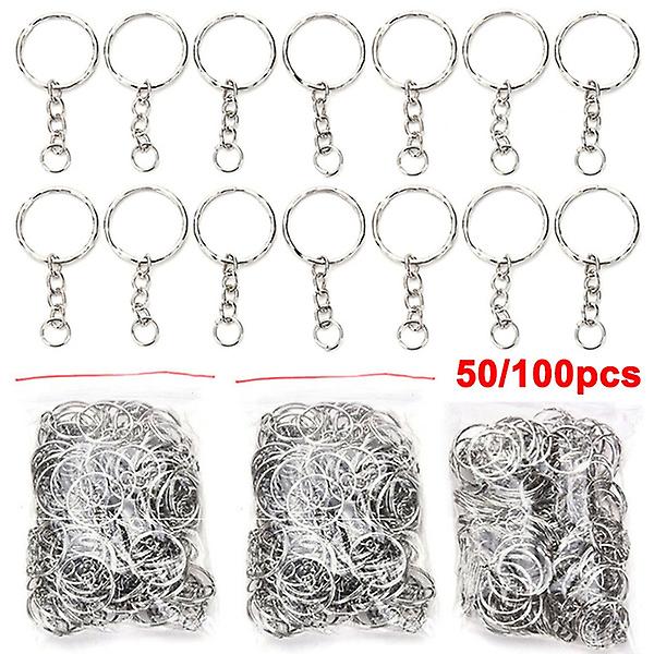 50pcs/ 100pcs Diy Keyring Keychain Split Ring With Short Chain Key Rings Buckle Accessories