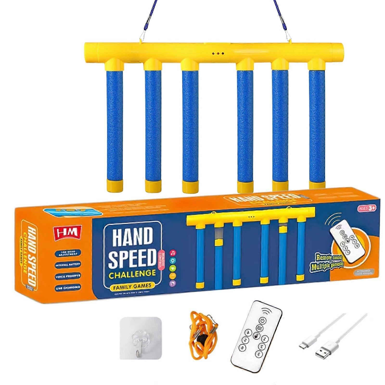 Reflex Training Game with Remote Control, 3Speed Drop Stick for HandEye Coordination, Yellow