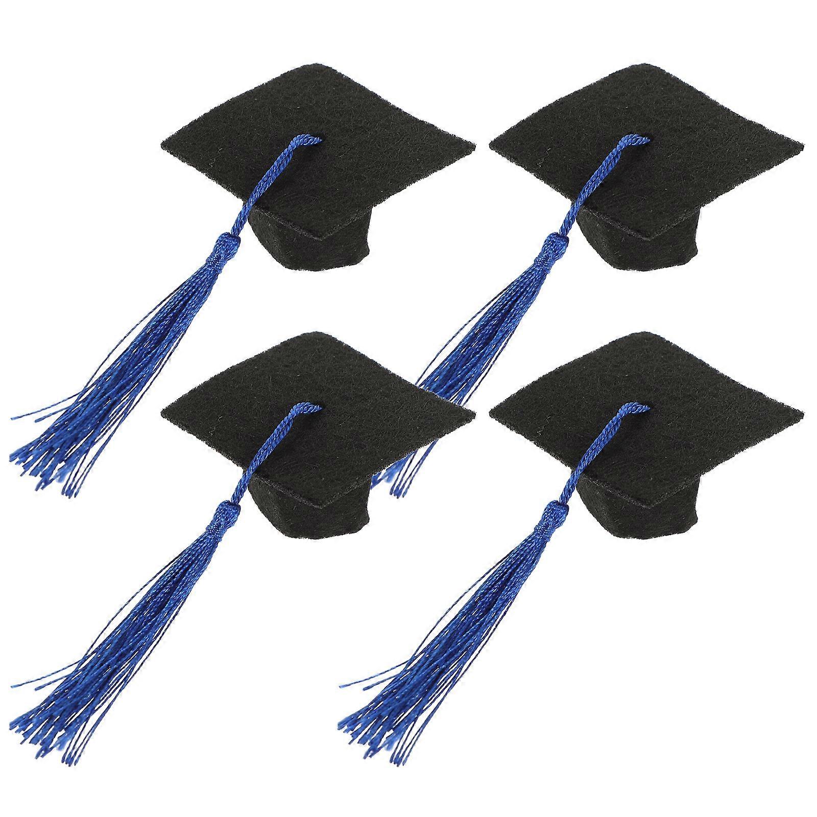 Graduation Cap Bottle Topper Felt Mini Doctoral Hat for Decoration 4Pcs