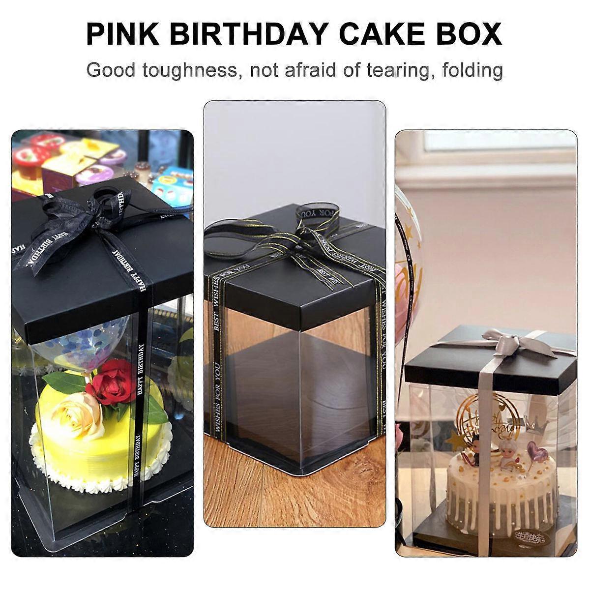 Black Cake Packaging Box for Cake Wrapping 4Pcs Durable Pet Material