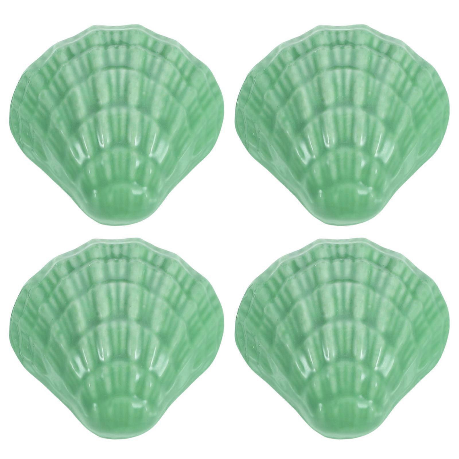 Cartoon Shell Ceramic Door Knobs for Cupboard Pull Knob 4Pcs Light Green