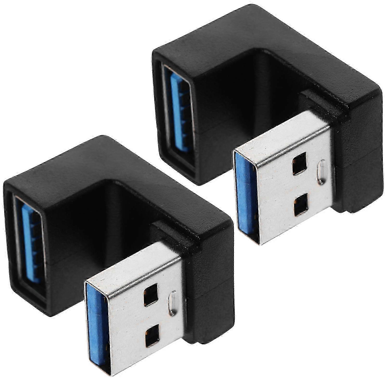 2pcs Convenient Usb Right Angle Adapter Angled Usb Connector for Laptop Supply
