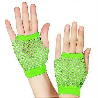 Teehandschuhe für Damen, transparente Handschuhe, Seidenhandschuhe, Opernhandschuhe, Teeparty-Handschuhe, fingerlose Handschuhe für Damen, grün, Einheitsgröße