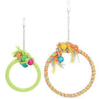 Assorted Color Parrot Hanging Rings Toys for Parrot Use 2Pcs Pack