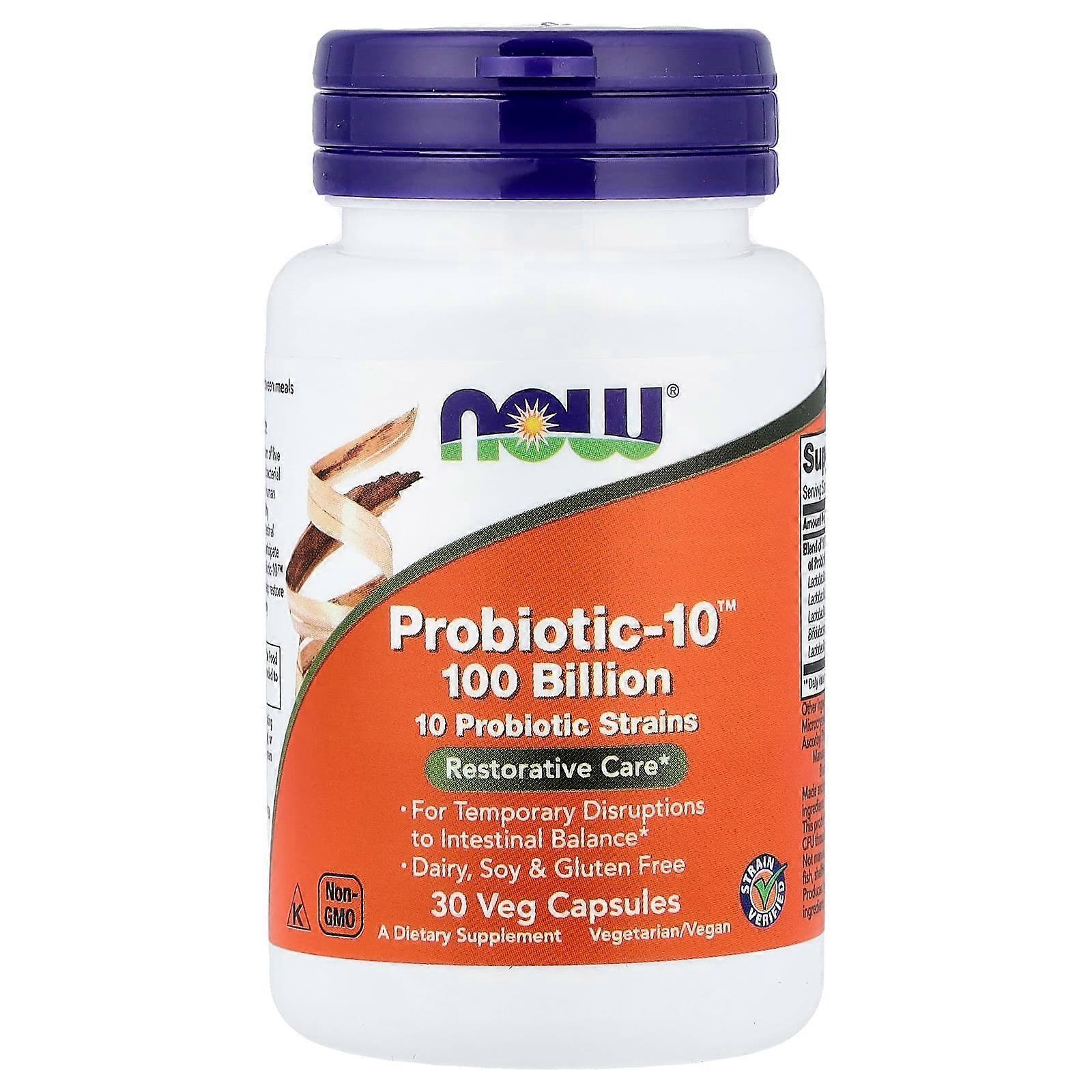 Now Foods, Probiotic-10, Restorative Care, 100 Billion, 30 Veg Capsules
