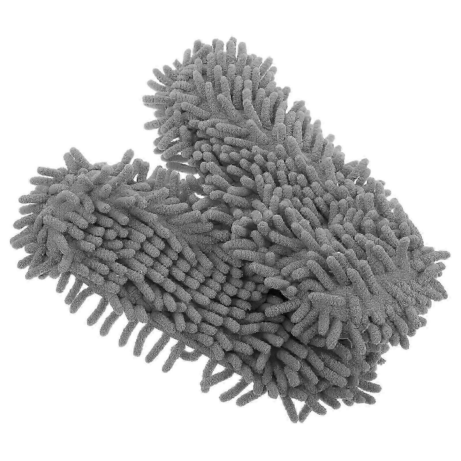 Grey Chenille Cleaning Slippers, Dust Mopping, 2 Pcs
