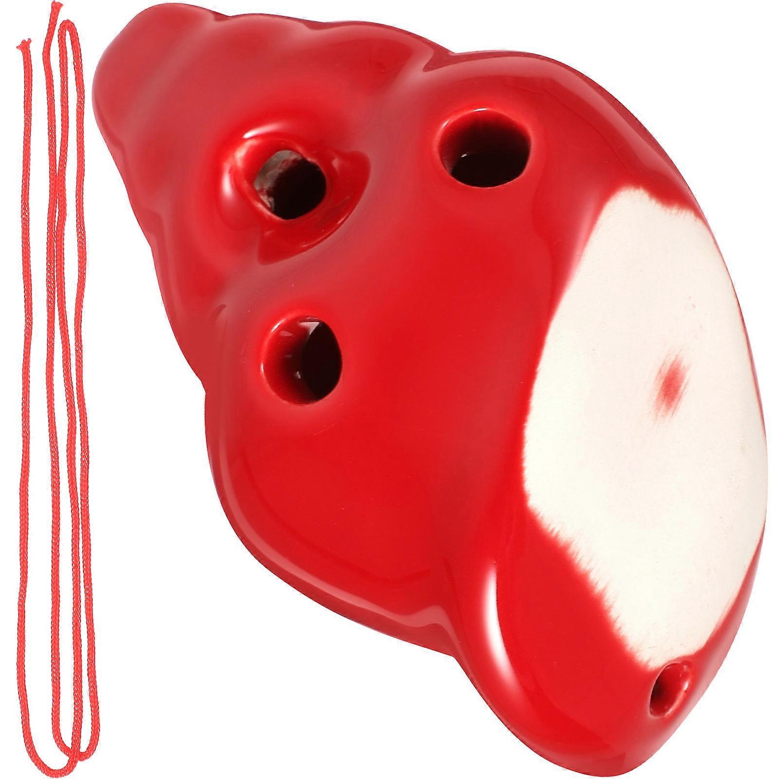 Classical Ocarina Practical Music Instruments For Practice Lightweight Red Ceramic 6 Hole 1Set